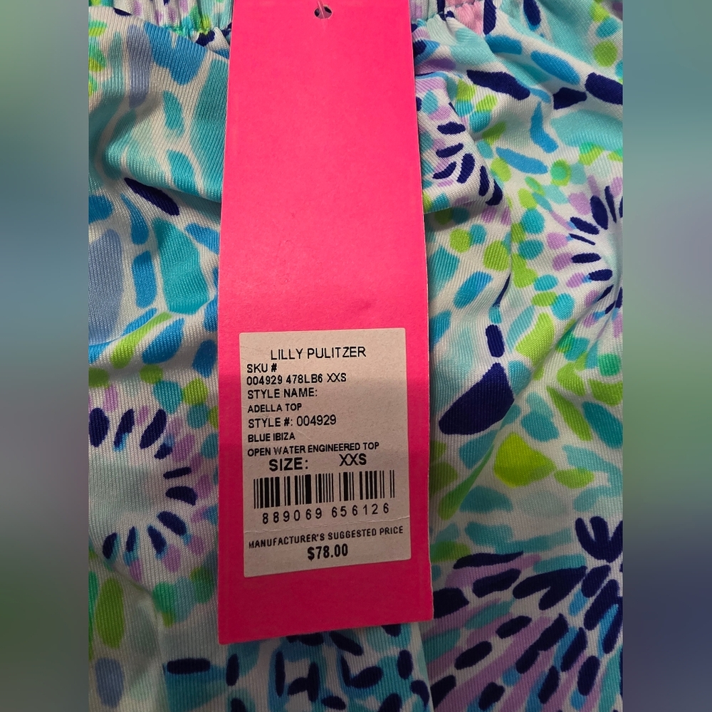 Lily Pulitzer Adella Tube Top Open Water blue Ibiza Size XXS NWT - Picture 3 of 5